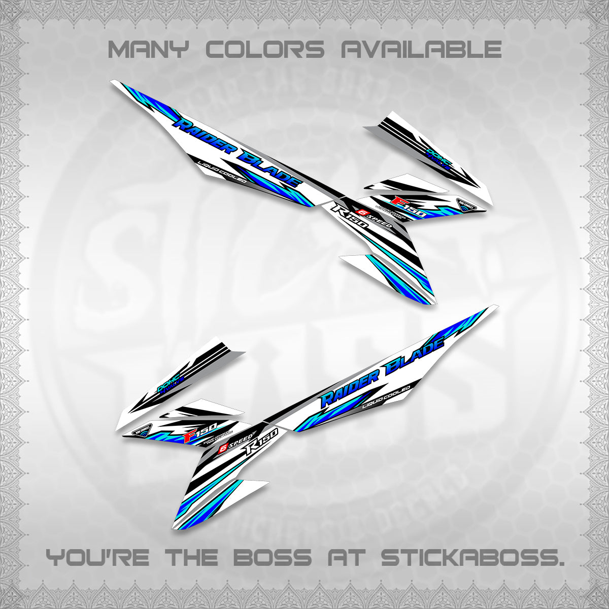 RAIDER BLADE 150 FOR WHITE DECAL(2026 NEW SHARP)STICKER DECALS By STICKABOSS