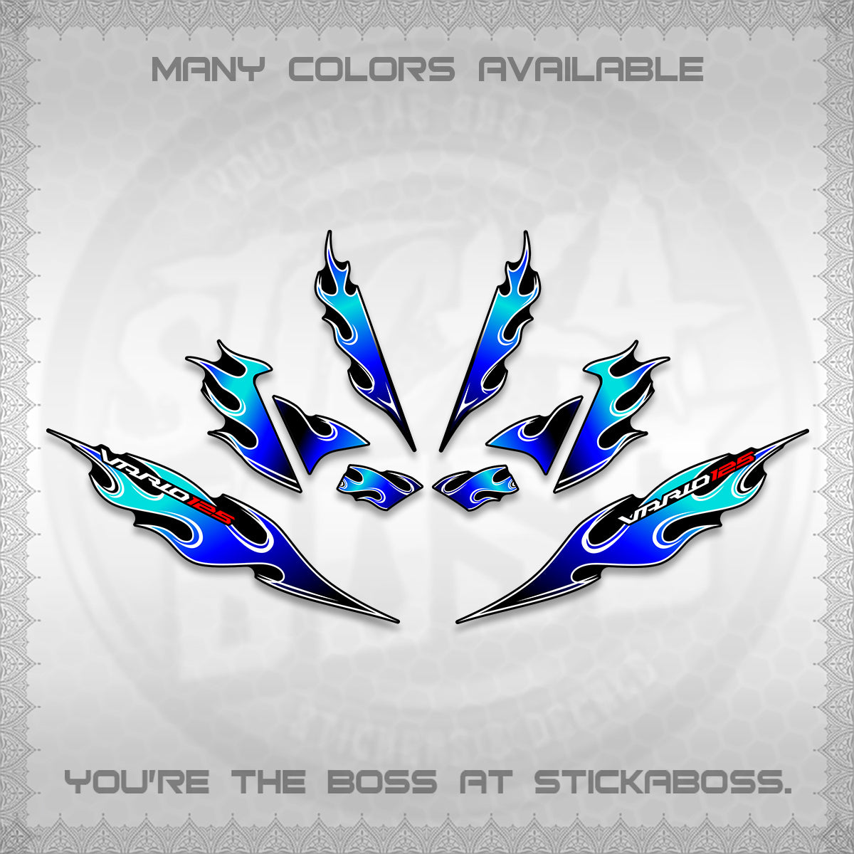 CLICK 125 V4 VARIO DECALS (2026 MOTIF FLAME 2 TONE)STICKER DECALS By STICKABOSS