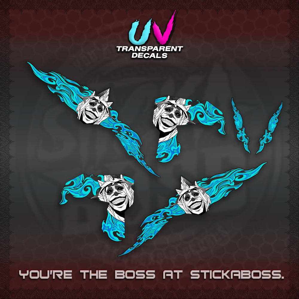 CLICK V3 UV TRANSPARENT DECALS (SOLO STATUE OF GOD DESIGN)STICKER DECALS By STICKABOSS