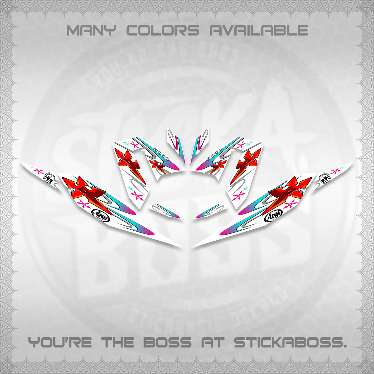 CLICK 125 V4 FOR WHITE DECALS (2026 ARAI STAR RACING DESIGN) STICKER DECALS By STICKABOSS