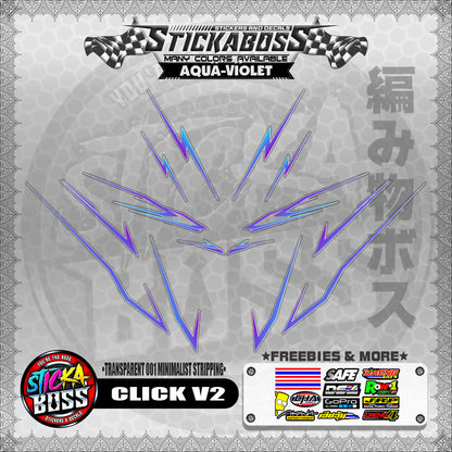 【PREMIUM UV PRINT】TRANSPARENT CLICK V2 STICKER DECALS ( 001 MINIMALIST STRIPPING )【WITH FREEBIES】