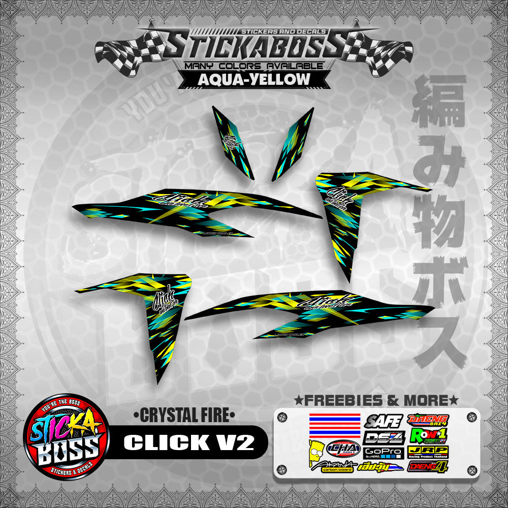 CLICK V2 STICKER DECALS ( CRYSTAL FIRE )【WITH FREEBIES】