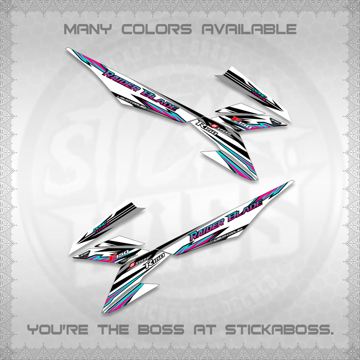 RAIDER BLADE 150 FOR WHITE DECAL(2026 NEW SHARP)STICKER DECALS By STICKABOSS