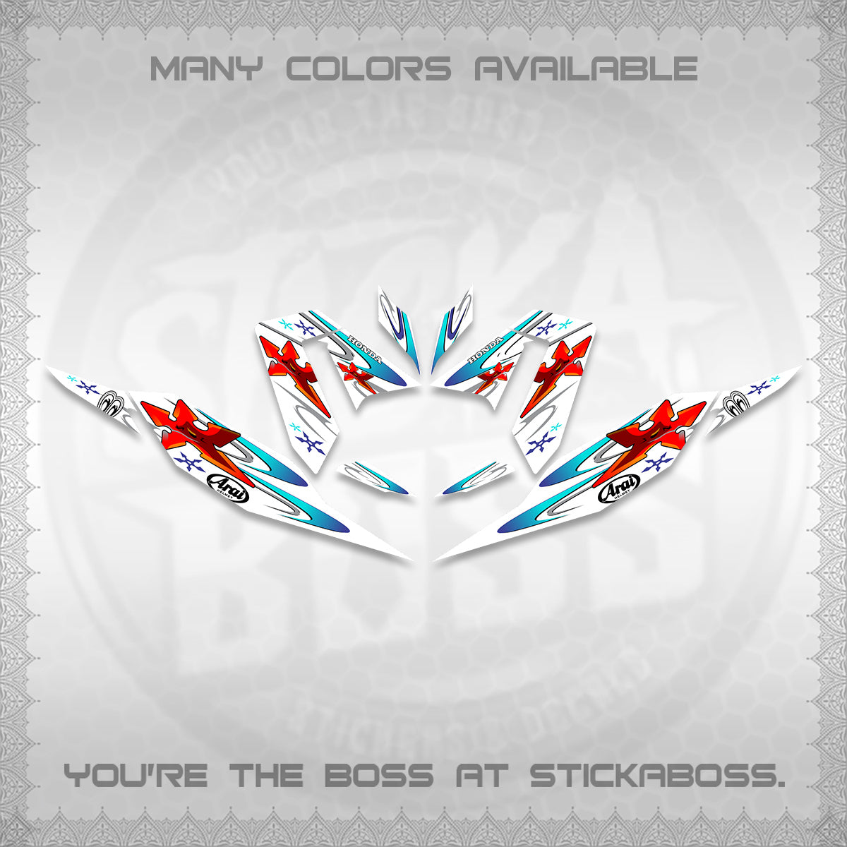 CLICK 125 V4 FOR WHITE DECALS (2026 ARAI STAR RACING DESIGN) STICKER DECALS By STICKABOSS