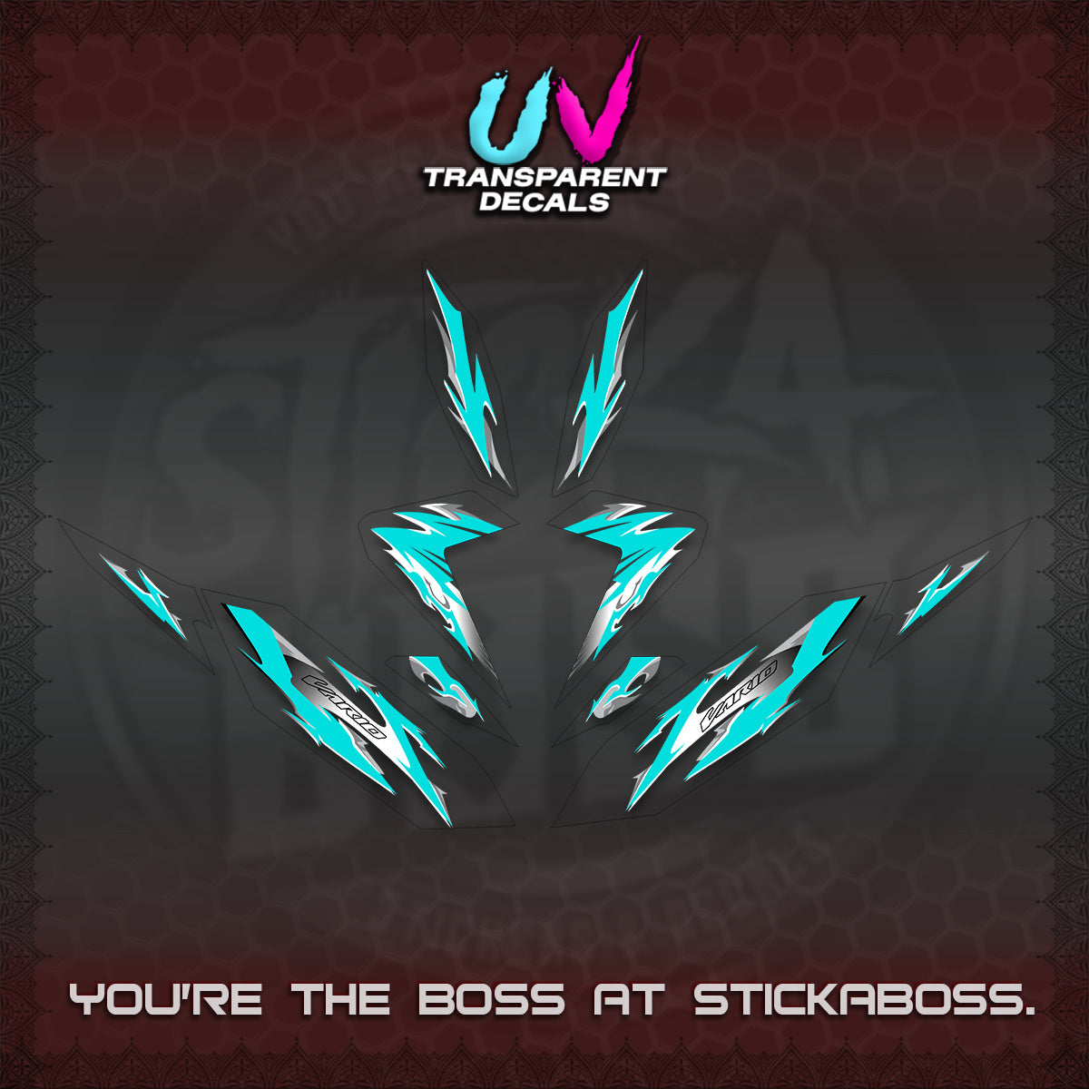 CLICK 125 V4 VARIO UV TRANSPARENT DECALS (2026 MODERN TRIBAL DESIGN) STICKER KITS By STICKABOSS