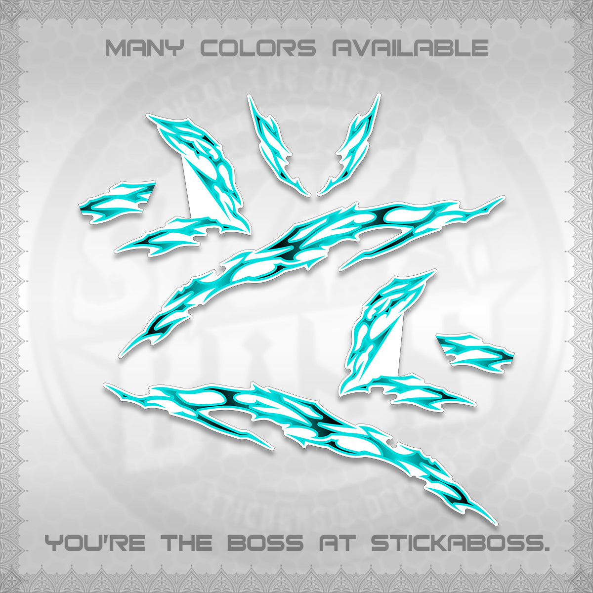 CLICK 125 V3 FOR WHITE DECALS (2026 TRIBAL LIGHTNING DESIGN) STICKER KITS BY STICKABOSS