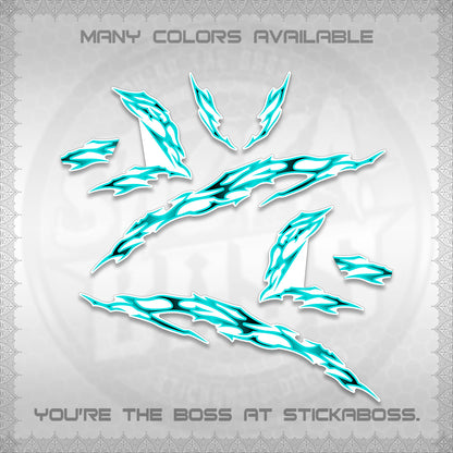 CLICK 125 V3 FOR WHITE DECALS (2026 TRIBAL LIGHTNING DESIGN) STICKER KITS BY STICKABOSS