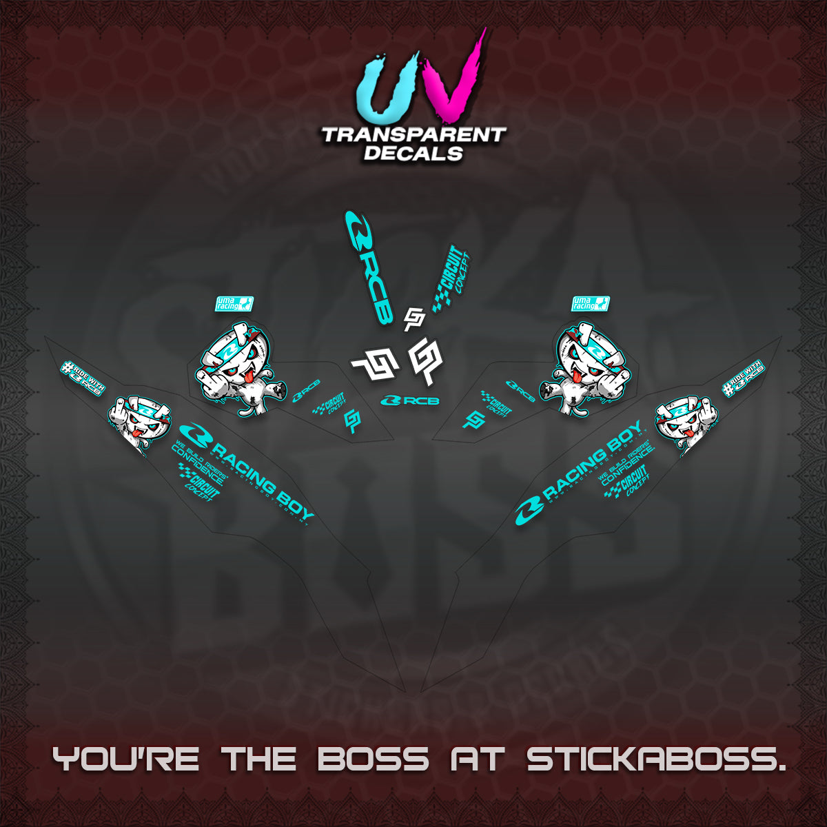 CLICK V3 UV TRANSPARENT DECALS (2026 RACE ZOMBIE DESIGN)STICKER DECALS By STICKABOSS