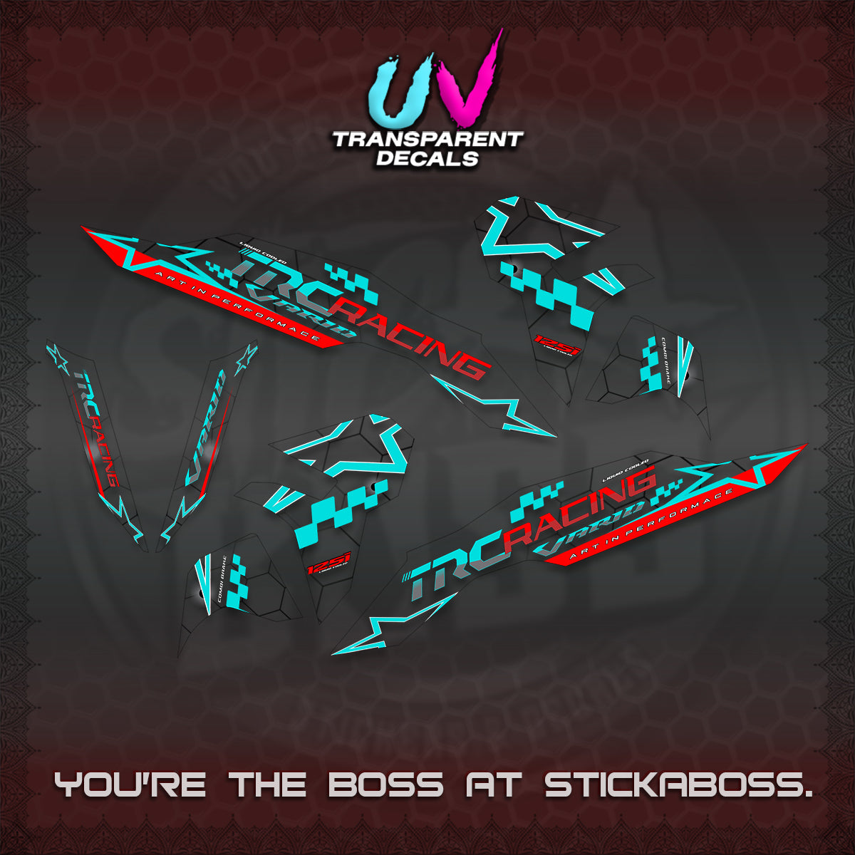 CLICK V3 UV TRANSPARENT DECALS (2026 TRC RACING DESIGN)STICKER DECALS By STICKABOSS
