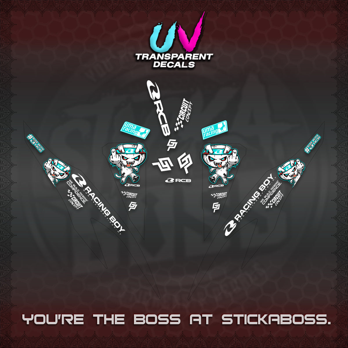 CLICK V2 UV TRANSPARENT DECALS (2026 RACE ZOMBIE DESIGN)STICKER DECALS By STICKABOSS