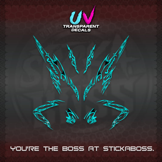 CLICK 125 V2 VARIO UV TRANSPARENT DECALS (2026 TRIBAL LIGHTNING DESIGN) STICKER KITS BY STICKABOSS