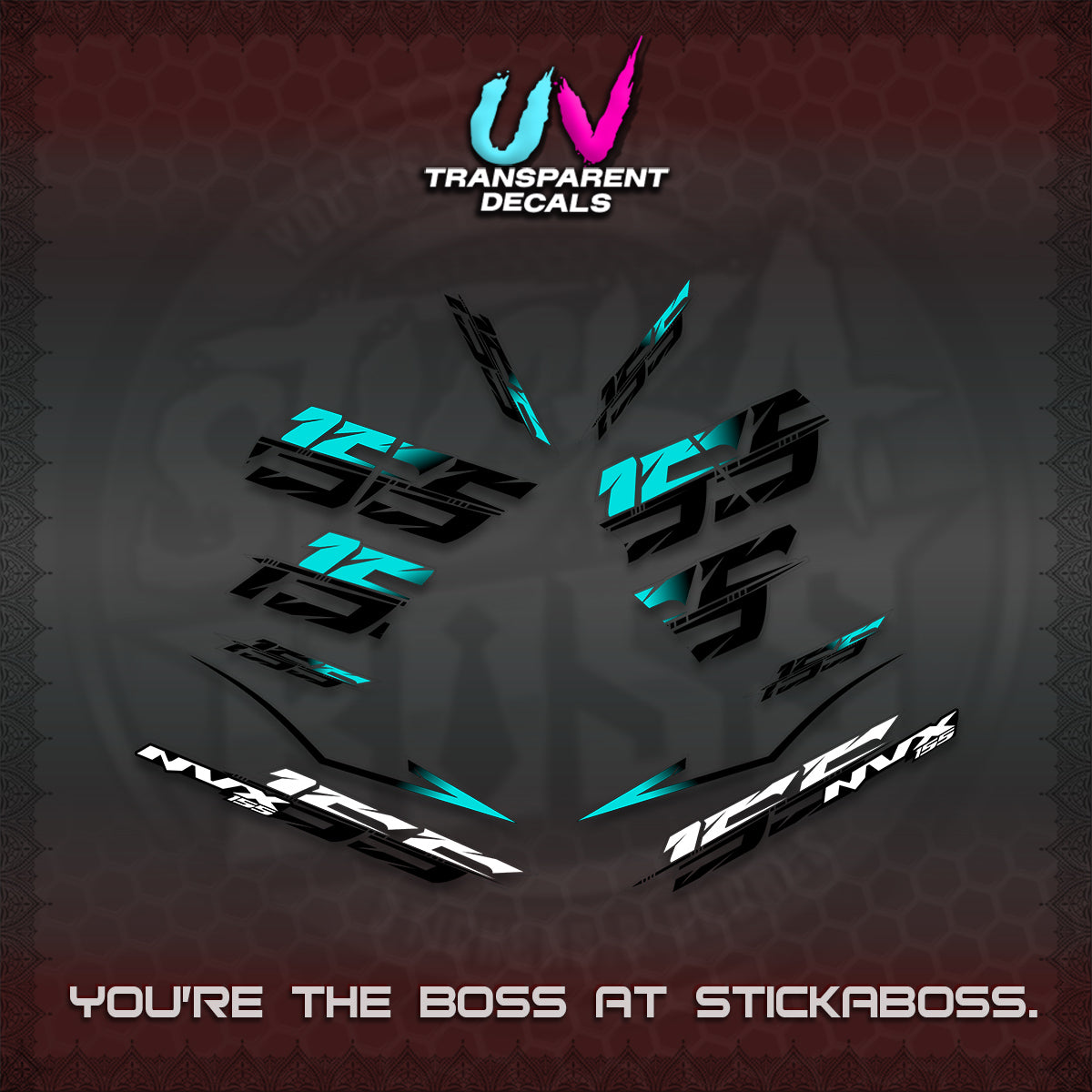 AEROX 155 V2 UV TRANSPARENT DECALS (2026 NVX VIETNAM) STICKER KITS BY STICKABOSS