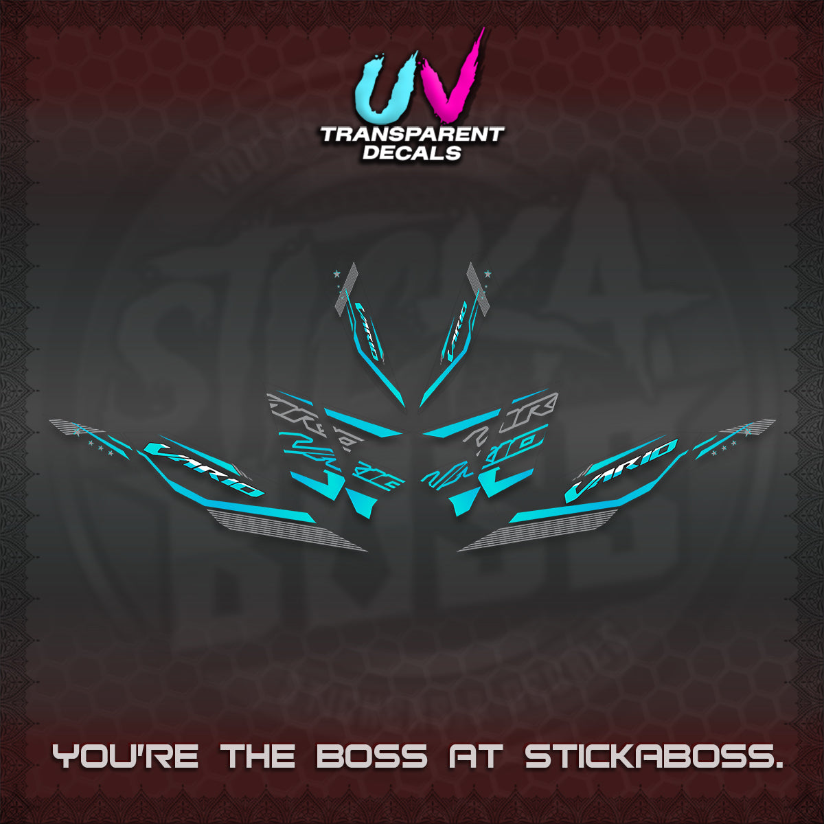CLICK 125 V4 VARIO UV TRANSPARENT DECALS (2026 WHITE EDITION DESIGN) STICKER KITS By STICKABOSS
