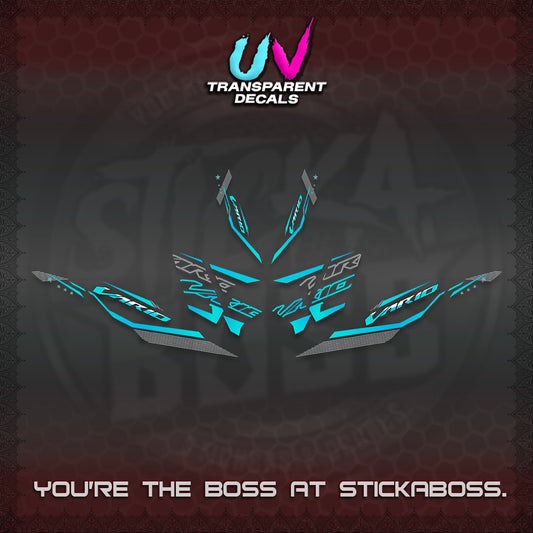 CLICK 125 V4 VARIO UV TRANSPARENT DECALS (2026 WHITE EDITION DESIGN) STICKER KITS By STICKABOSS