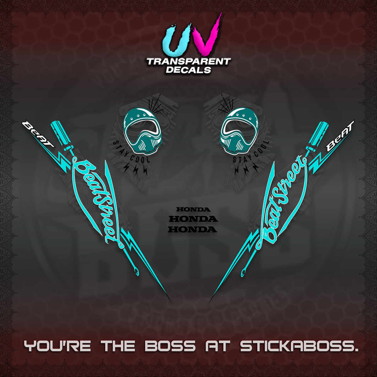 BEAT FI V2 UV TRANSPARENT DECALS (2026 BEATSTREET DESIGN) STICKER KITS BY STICKABOSS