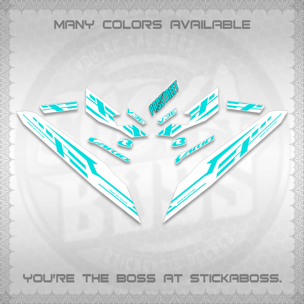 CLICK V3 FOR WHITE VARIO DECALS (2026 V3E 001 DESIGN)STICKER DECALS By STICKABOSS