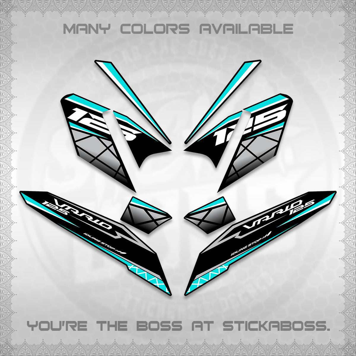 CLICK 125 V4 VARIO DECALS (2026 MODERN STRIPE DESIGN) STICKER KITS BY STICKABOSS