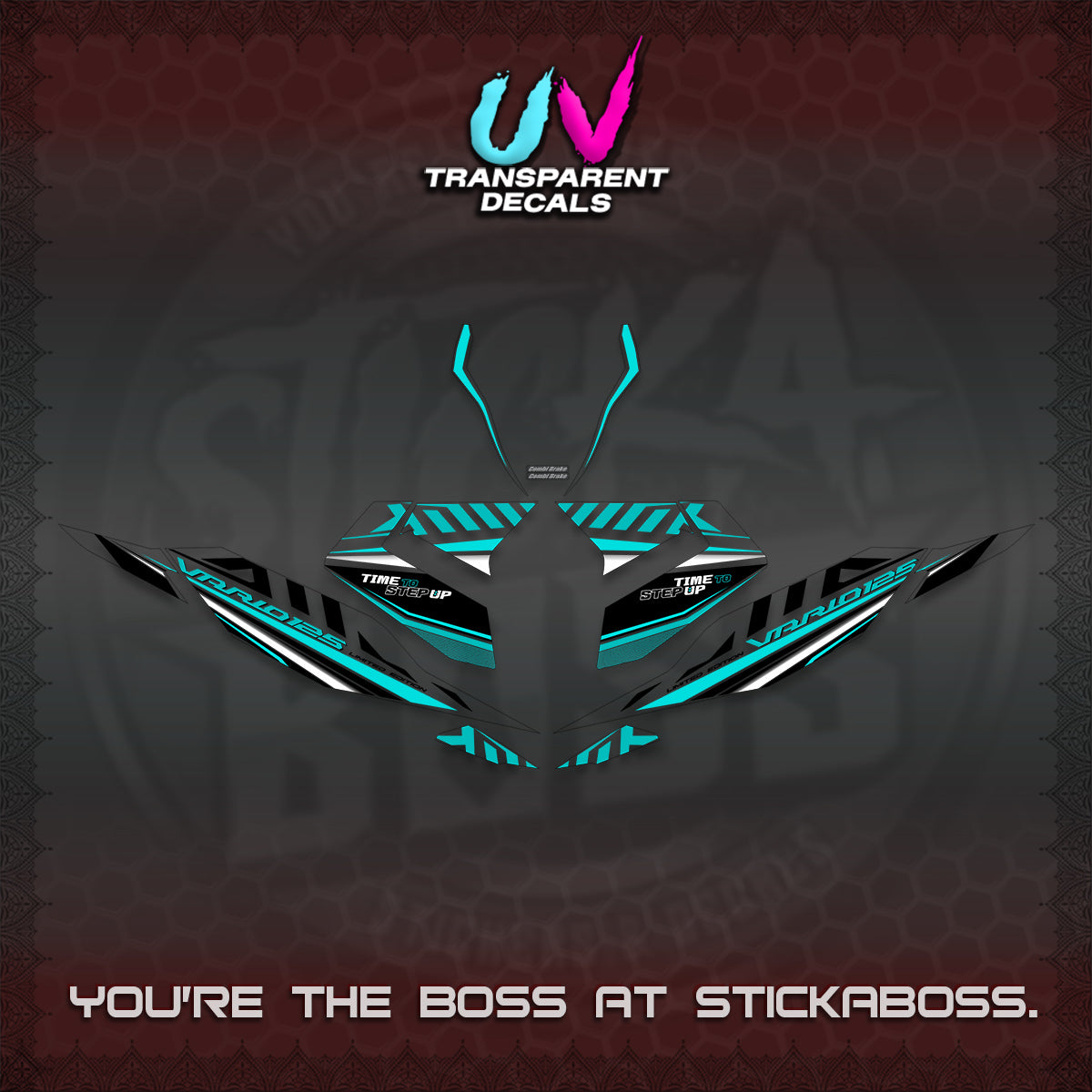 CLICK 125 V4 VARIO UV TRANSPARENT DECALS (2026 VR0007 DESIGN) STICKER KITS By STICKABOSS