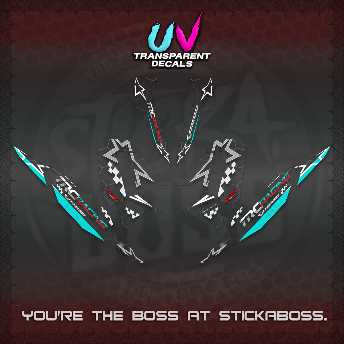 CLICK V4 UV TRANSPARENT DECALS (2026 TRC RACING DESIGN)STICKER KITS By STICKABOSS