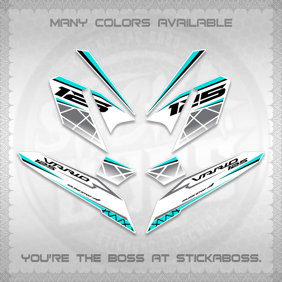 CLICK 125 V4 VARIO FOR WHITE DECALS (2026 MODERN STRIPE DESIGN) STICKER KITS BY STICKABOSS