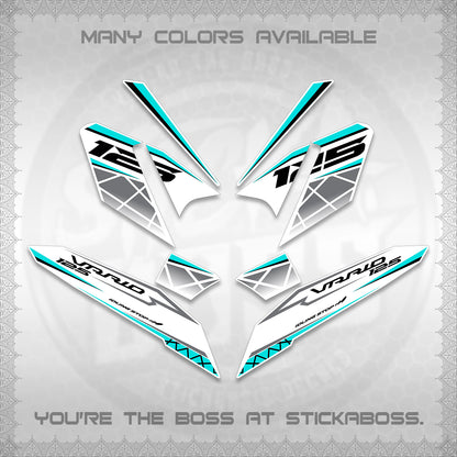 CLICK 125 V4 VARIO FOR WHITE DECALS (2026 MODERN STRIPE DESIGN) STICKER KITS BY STICKABOSS