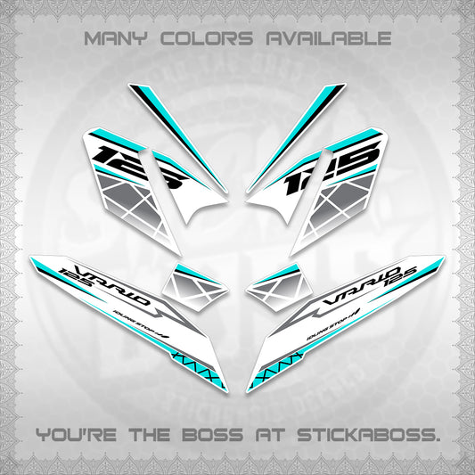 CLICK 125 V4 VARIO FOR WHITE DECALS (2026 MODERN STRIPE DESIGN) STICKER KITS BY STICKABOSS