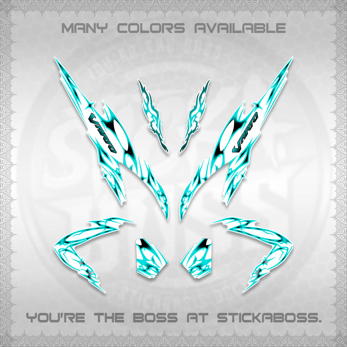 CLICK 125 V2 VARIO FOR WHITE DECALS (2026 TRIBAL LIGHTNING DESIGN) STICKER KITS BY STICKABOSS