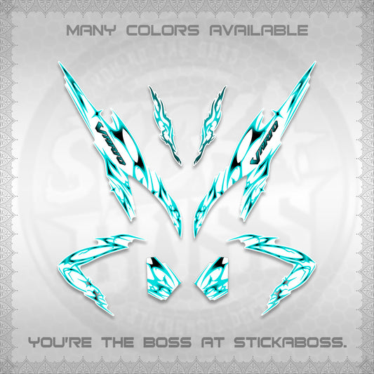 CLICK 125 V2 VARIO FOR WHITE DECALS (2026 TRIBAL LIGHTNING DESIGN) STICKER KITS BY STICKABOSS