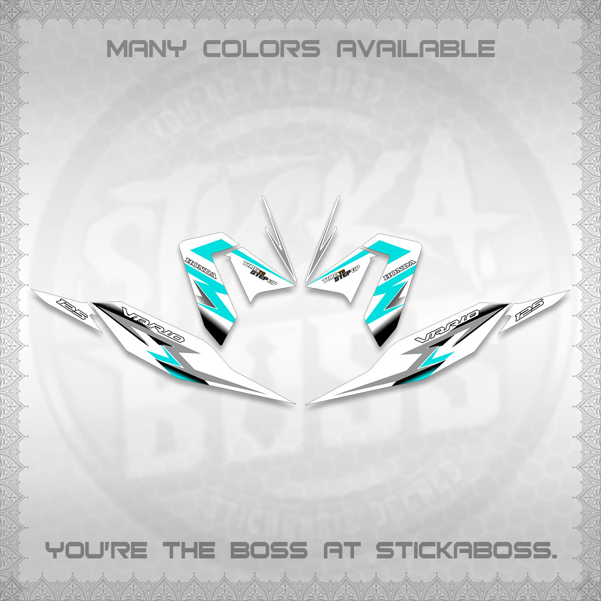 CLICK 125 V4 VARIO FOR WHITE DECALS (2026 VR0006 DESIGN) STICKER KITS BY STICKABOSS
