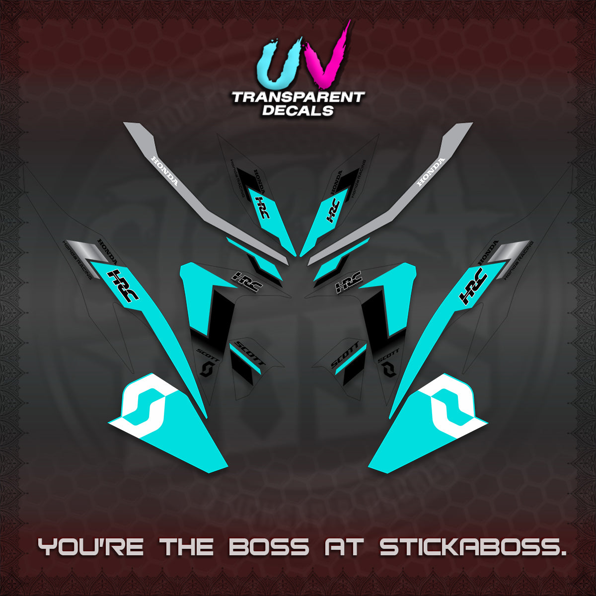 CLICK V2 UV TRANSPARENT DECALS (SCOTTxHRC DESIGN)STICKER KITS By STICKABOSS