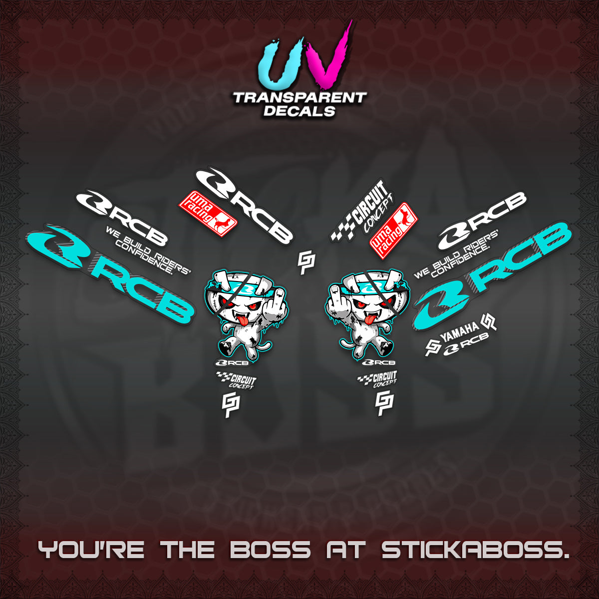 AEROX V2 UV TRANSPARENT DECALS (2026 RACE ZOMBIE DESIGN)STICKER DECALS By STICKABOSS