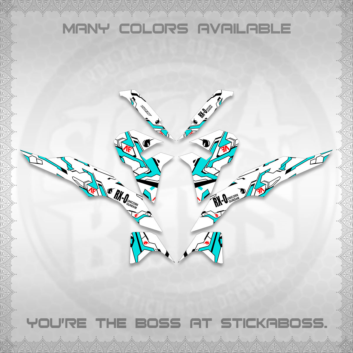 CLICK V3 VARIO FOR WHITE DECALS (UNICORN GUNDAM DESIGN) STICKER DECALS By STICKABOSS