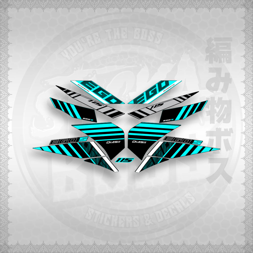STICKER DECALS for MIO SOUL 115 CARB (MSICEGSBA) By STICKABOSS (SOFIE LAMINATED WATERPROOF)