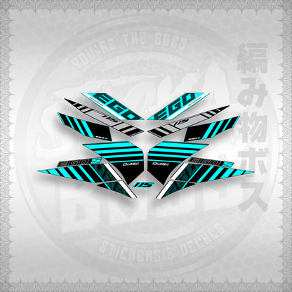 STICKER DECALS for MIO SOUL 115 CARB (MSICEGSBA) By STICKABOSS (SOFIE LAMINATED WATERPROOF)