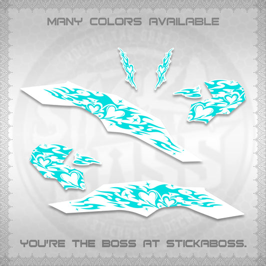 CLICK 125 V3 FOR WHITE DECALS (2026 TRIBAL HEART DESIGN) STICKER KITS BY STICKABOSS