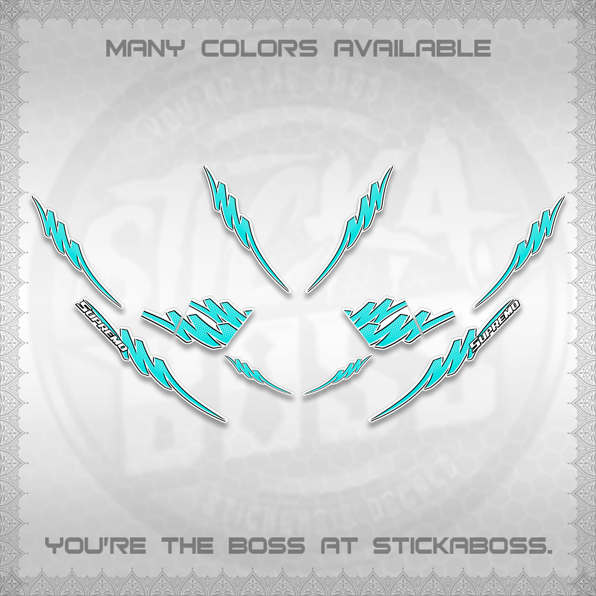 AEROX V2 FOR WHITE STRIPING DECALS (1 TONE PUTRA VIRDIAN)STICKER DECALS BY STICKABOSS