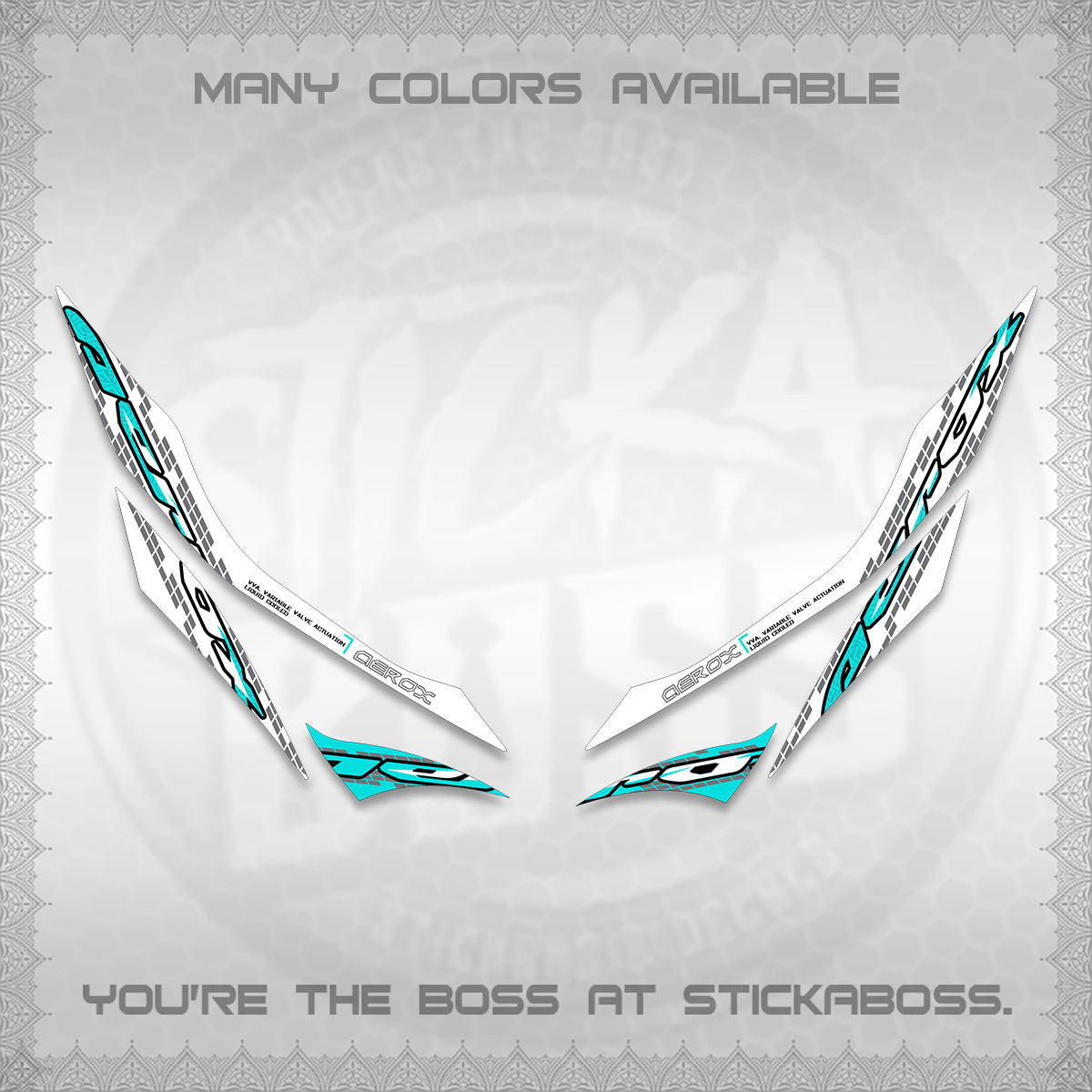 AEROX 155 V1 FOR WHITE DECALS (NEW 2026 VORTEX) STICKER KITS BY STICKABOSS