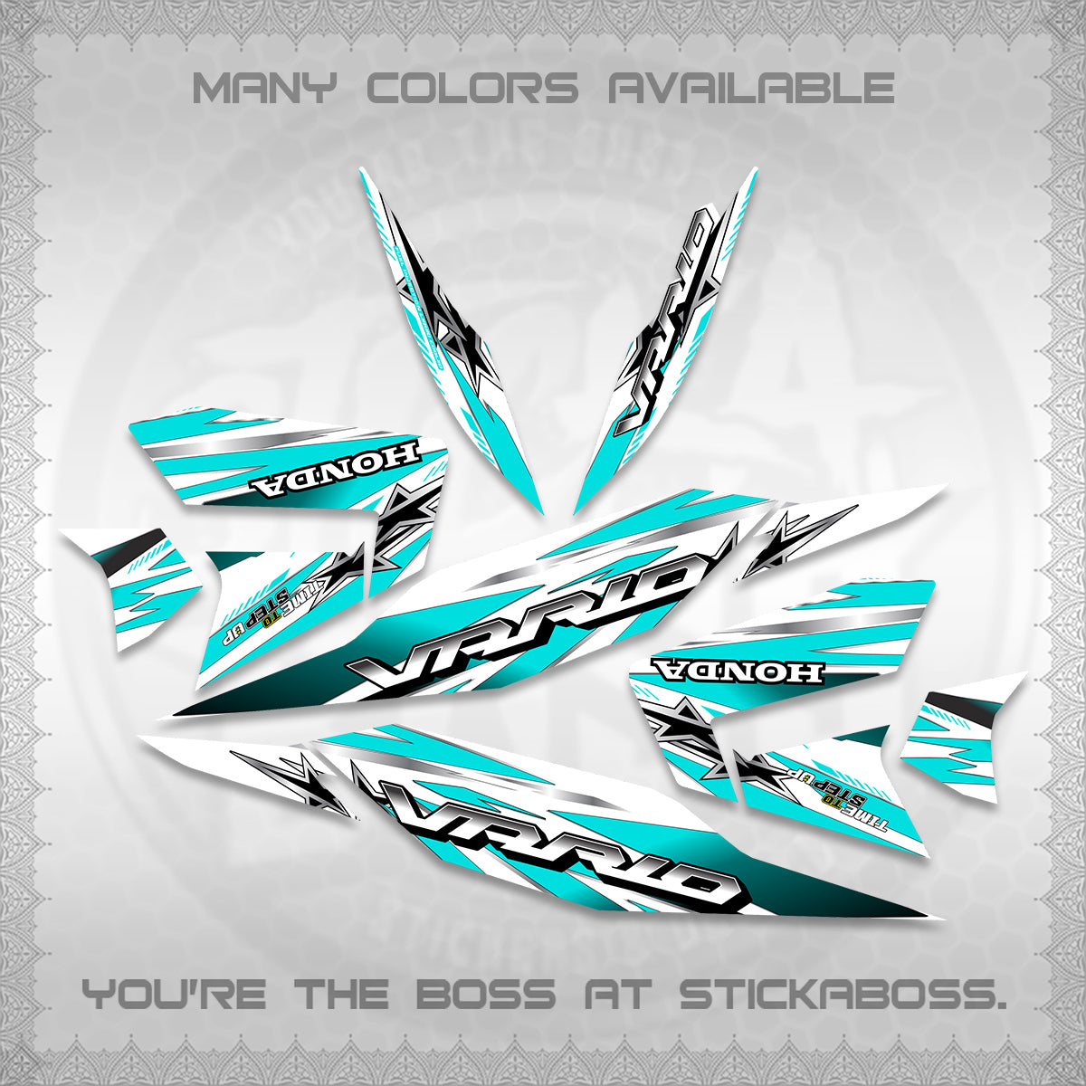 CLICK 125 V4 VARIO FOR WHITE DECALS (2026 BLACK STAR DESIGN) STICKER DECALS By STICKABOSS