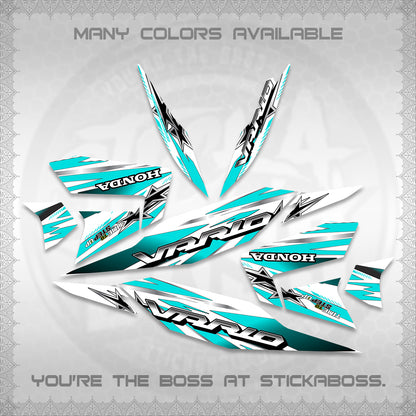 CLICK 125 V4 VARIO FOR WHITE DECALS (2026 BLACK STAR DESIGN) STICKER DECALS By STICKABOSS