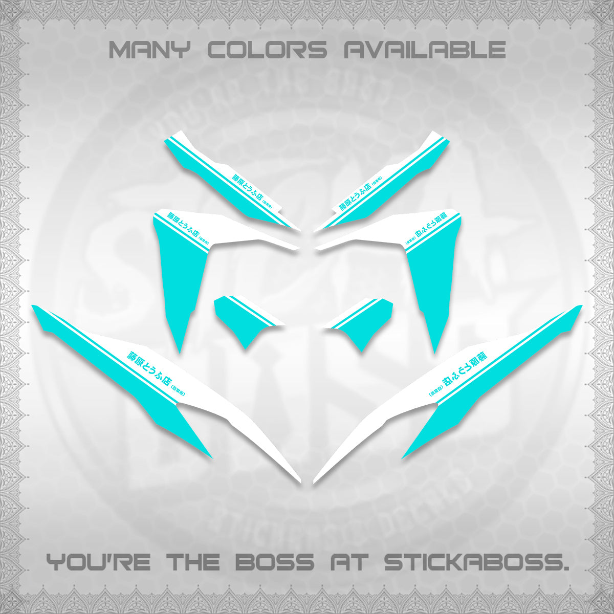 CLICK V2 FOR WHITE DECALS (TRUENO STYLE DESIGN) STICKER KITS BY STICKABOSS
