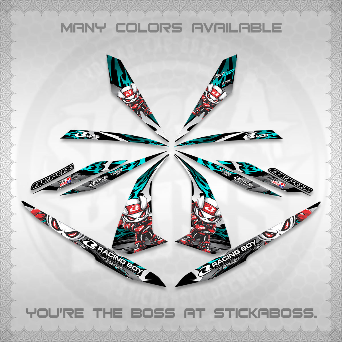 AEROX 155 V1 DECALS (2026 NEW RCB 2.0 DESIGN) STICKER KITS BY STICKABOSS