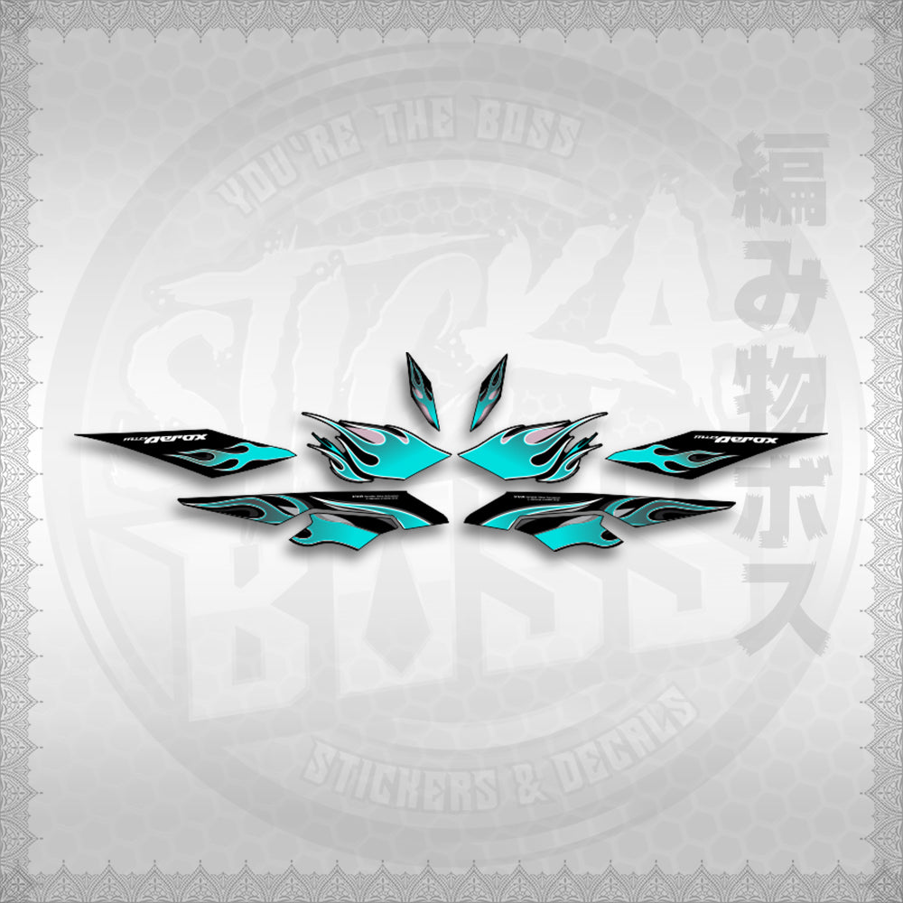 STICKER DECALS for AEROX V3 ALPHA TURBO (AV3LEFMO) By STICKABOSS (SOFIE LAMINATED WATERPROOF)