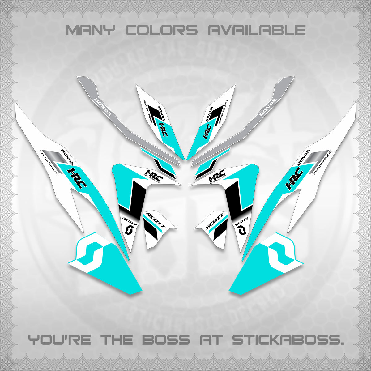 CLICK V2 FOR WHITE DECALS (SCOTTxHRC DESIGN) STICKER KITS By STICKABOSS