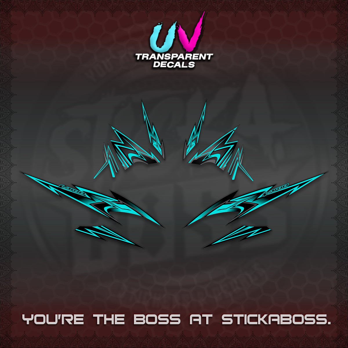 CLICK V4 VARIO UV TRANSPARENT DECALS (2026 SHARP SPIKEY DESIGN) STICKER KITS BY STICKABOSS