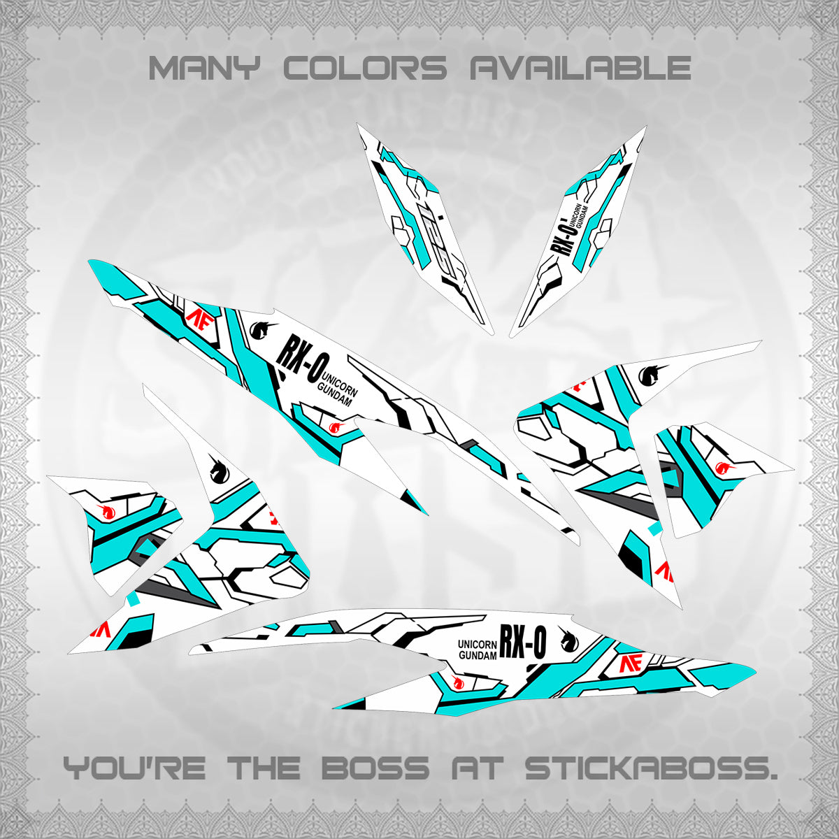 CLICK V2 FOR WHITE VARIO DECALS (RX-O UNICORN GD)STICKER DECALS By STICKABOSS