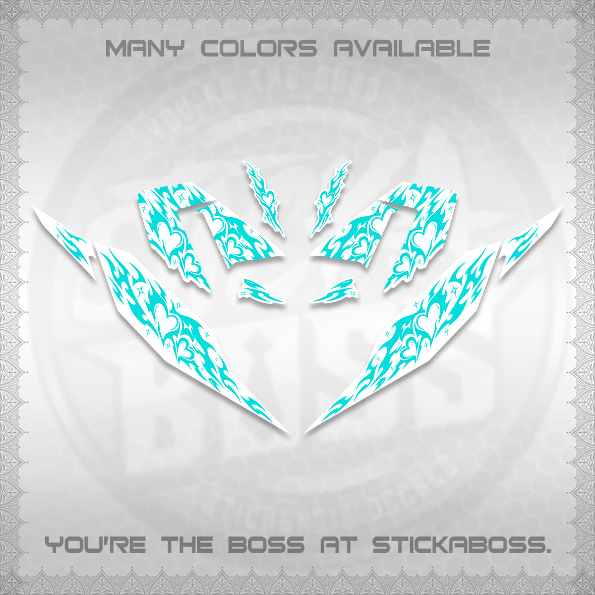 CLICK 125 V4 FOR WHITE DECALS (2026 TRIBAL HEART DESIGN) STICKER KITS BY STICKABOSS