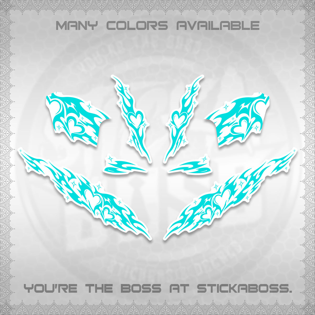 CLICK 125 V2 FOR WHITE DECALS (2026 STRIPING HEART DESIGN) STICKER KITS BY STICKABOSS