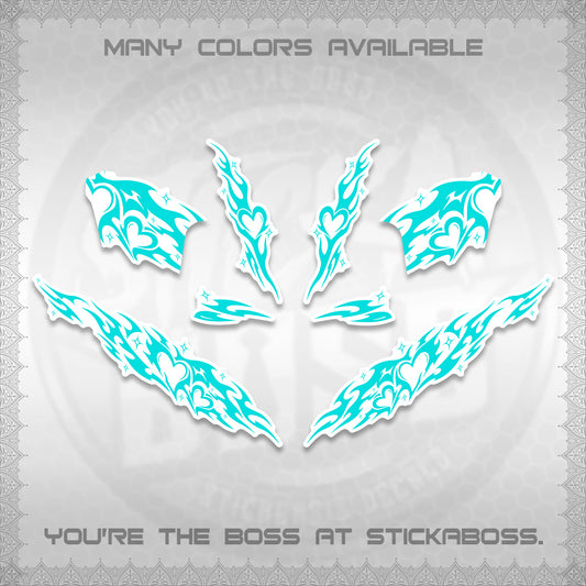 CLICK 125 V2 FOR WHITE DECALS (2026 STRIPING HEART DESIGN) STICKER KITS BY STICKABOSS