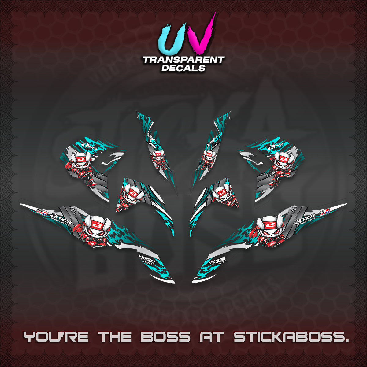 CLICK 125 V3 UV TRANSPARENT DECALS (2026 NEW RCB 2.0 DESIGN) STICKER KITS BY STICKABOSS