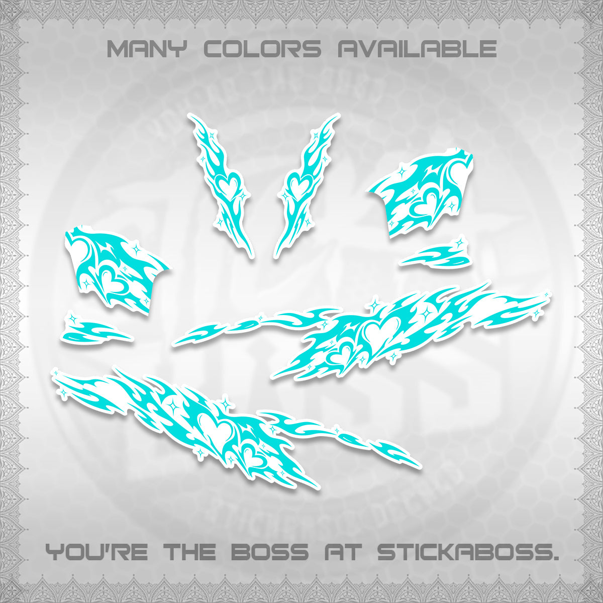 CLICK 125 V2 FOR WHITE DECALS (2026 TRIBAL HEART DESIGN) STICKER KITS BY STICKABOSS